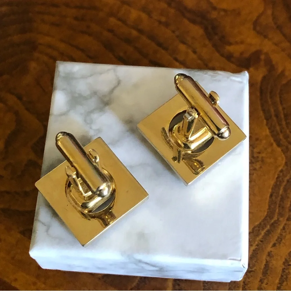 Vintage Dante emerald cut pyrope garnet cuff links